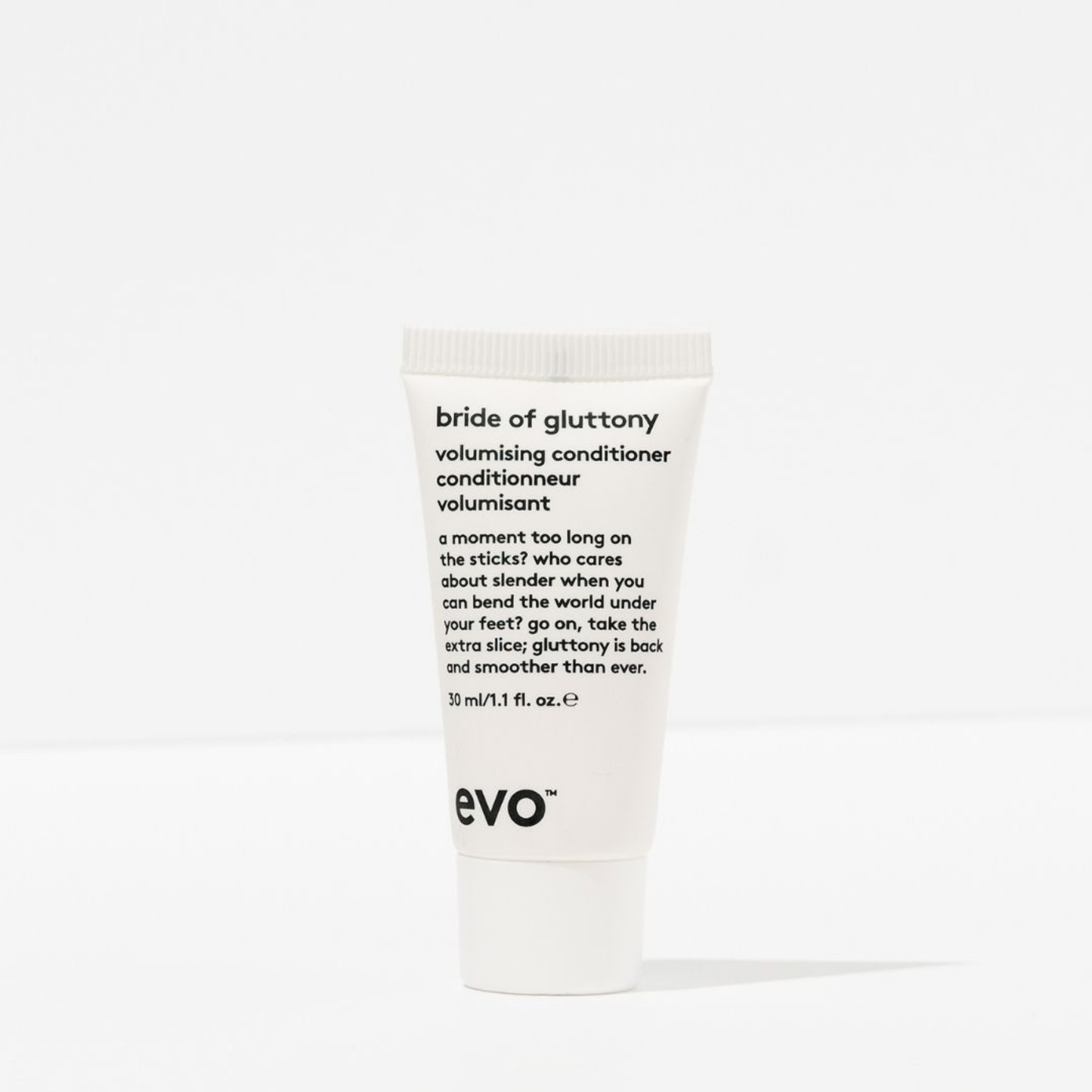 Evo Bride of Gluttony volumising conditioner 30ml on a white background