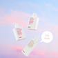 Three evo hair care products including mane tamer shampoo, conditioner and heat protection spray.