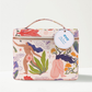 Evo x Mark Conlan Cosmetic bag with artistic design and 'evo' brand tag on a white background