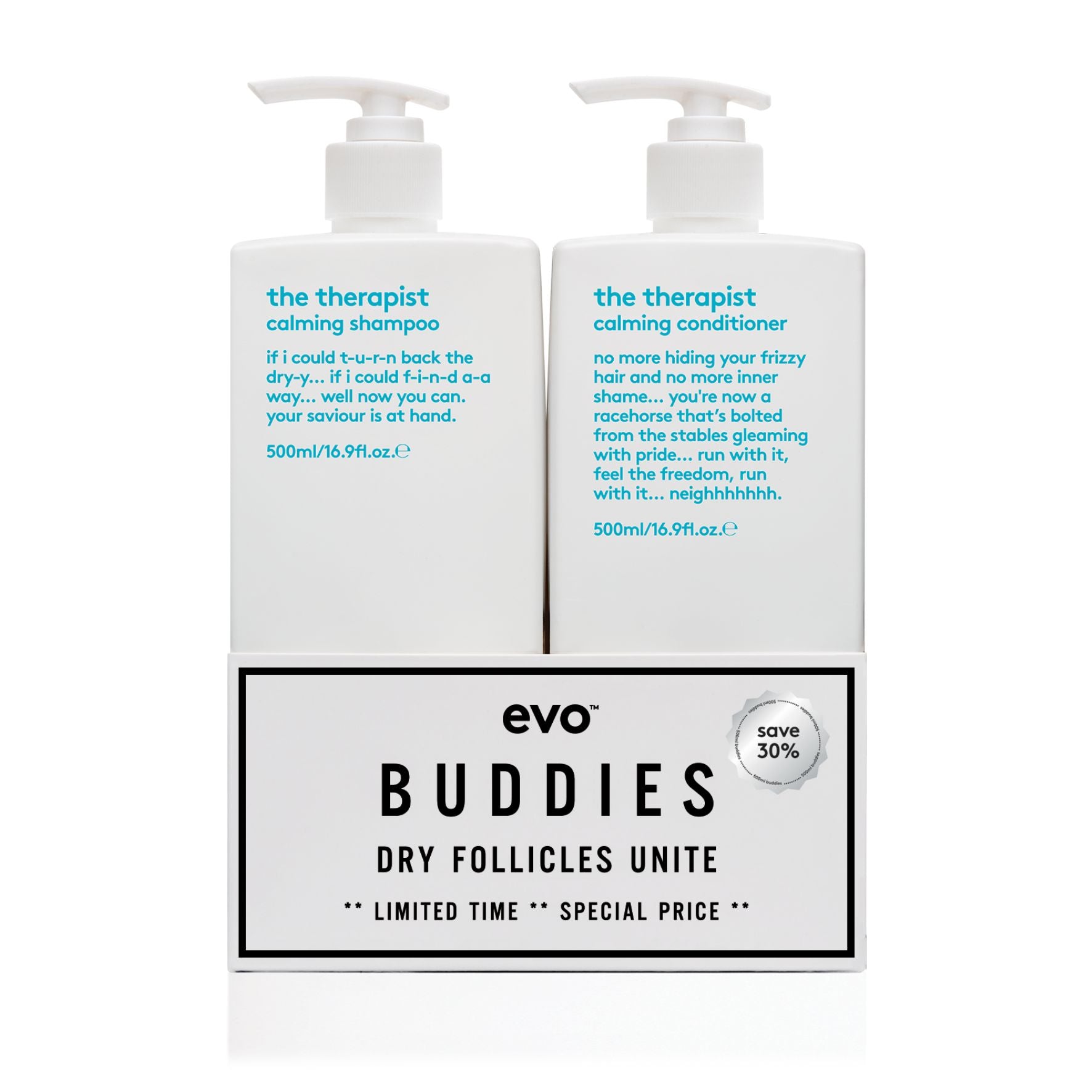 The Therapist Hydrating Shampoo and Conditioner - 500ml Buddies